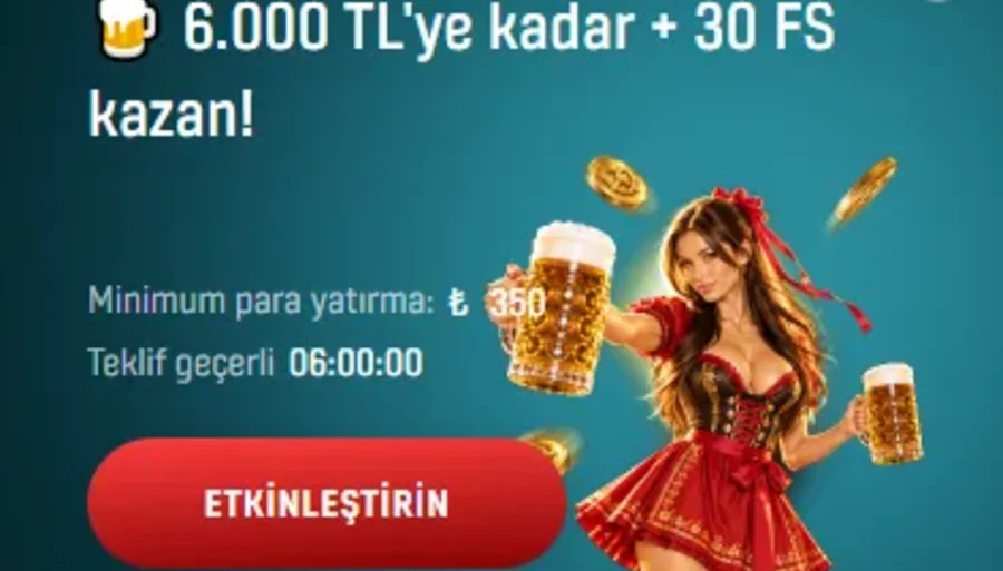 Oktoberfest: 6.000 TL'ye Kadar %100 Bonus + 30 FS