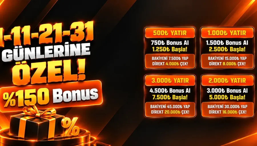 Bycasino %150 Her Ayın 1-11-21 ve 31 Günleri Özel